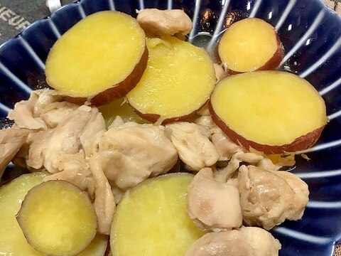 ◤電鍋レシピ◢　鶏肉とさつまいもの塩レモン煮